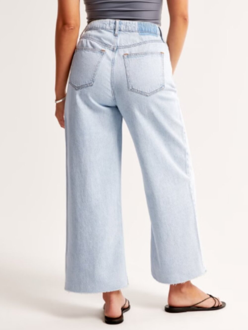 Abercrombie & Fitch Curve Love High Rise Cropped Wide Leg Jeans Sz 6S Light Wash - Picture 13 of 13